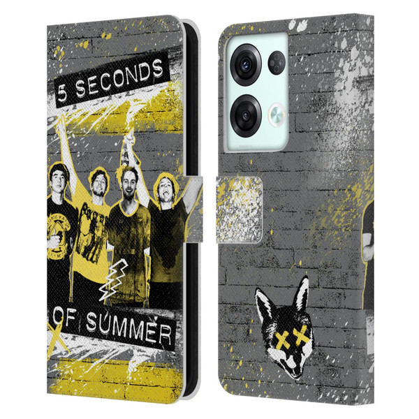 5 Seconds of Summer Posters Splatter Leather Book Wallet Case Cover For OPPO Reno8 Pro