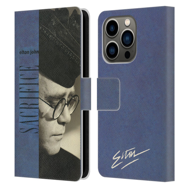 Elton John Artwork Sacrifice Single Leather Book Wallet Case Cover For Apple iPhone 14 Pro