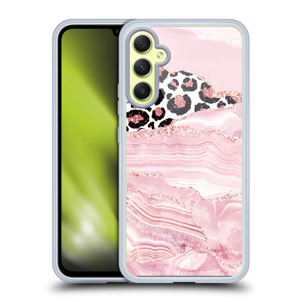 UtArt Wild Cat Marble Pink Glitter Soft Gel Case for Samsung Galaxy A34 5G