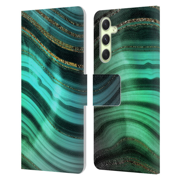 UtArt Malachite Emerald Glitter Gradient Leather Book Wallet Case Cover For Samsung Galaxy A54 5G