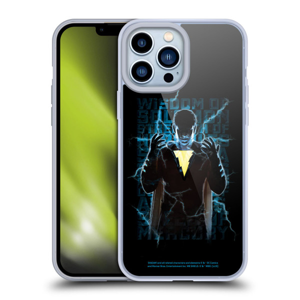 Shazam! 2019 Movie Character Art Lightning Typography Soft Gel Case for Apple iPhone 13 Pro Max
