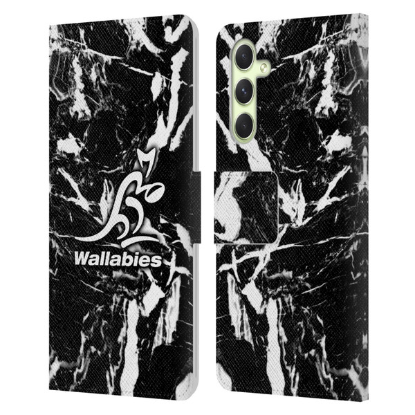 Australia National Rugby Union Team Crest Black Marble Leather Book Wallet Case Cover For Samsung Galaxy A54 5G