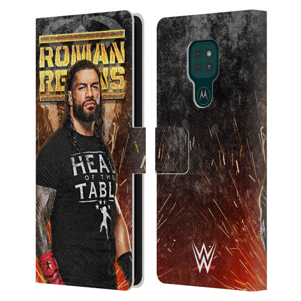 WWE Roman Reigns Grunge Leather Book Wallet Case Cover For Motorola Moto G9 Play