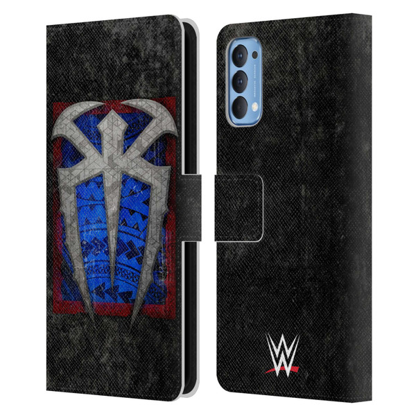WWE Roman Reigns Distressed Logo Leather Book Wallet Case Cover For OPPO Reno 4 5G