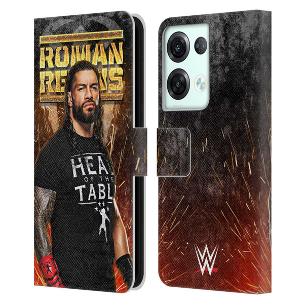 WWE Roman Reigns Grunge Leather Book Wallet Case Cover For OPPO Reno8 Pro