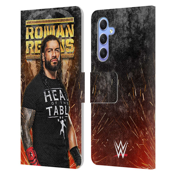 WWE Roman Reigns Grunge Leather Book Wallet Case Cover For Samsung Galaxy A34 5G