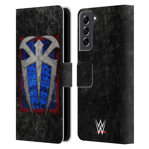 WWE Roman Reigns Distressed Logo Leather Book Wallet Case Cover For Samsung Galaxy S21 FE 5G