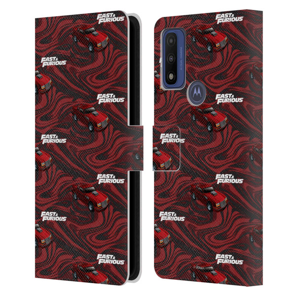 Fast & Furious Franchise Car Pattern Red Leather Book Wallet Case Cover For Motorola G Pure