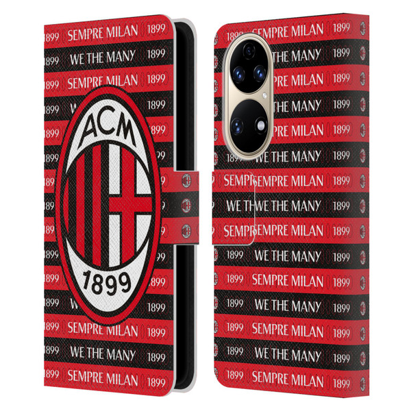 AC Milan Art Sempre Milan 1899 Leather Book Wallet Case Cover For Huawei P50