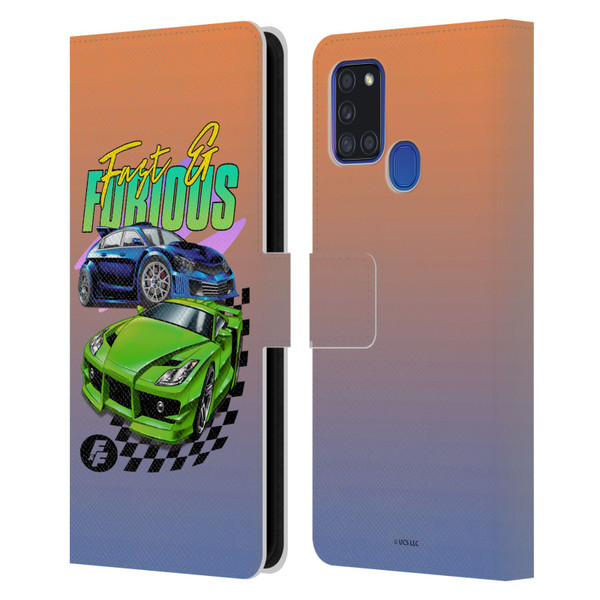 Fast & Furious Franchise Fast Fashion Cars Leather Book Wallet Case Cover For Samsung Galaxy A21s (2020)