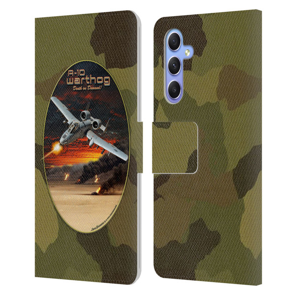 Larry Grossman Retro Collection A-10 Warthog Leather Book Wallet Case Cover For Samsung Galaxy A34 5G
