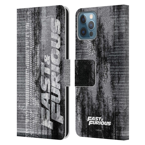Fast & Furious Franchise Logo Art Tire Skid Marks Leather Book Wallet Case Cover For Apple iPhone 12 / iPhone 12 Pro
