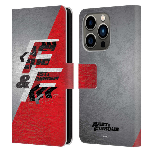 Fast & Furious Franchise Logo Art F&F Red Leather Book Wallet Case Cover For Apple iPhone 14 Pro
