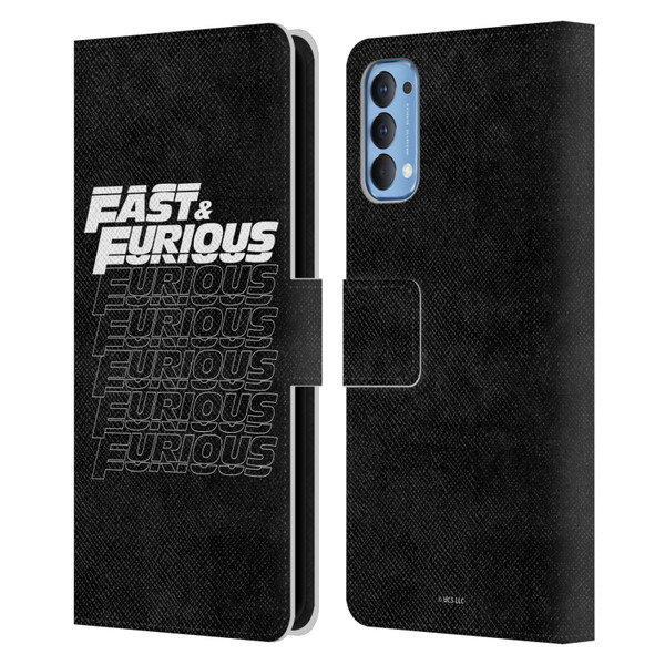 Fast & Furious Franchise Logo Art Black Text Leather Book Wallet Case Cover For OPPO Reno 4 5G
