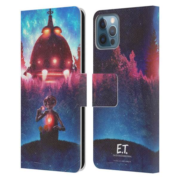 E.T. Graphics Spaceship Leather Book Wallet Case Cover For Apple iPhone 12 / iPhone 12 Pro