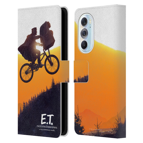 E.T. Graphics Riding Bike Sunset Leather Book Wallet Case Cover For Motorola Edge X30