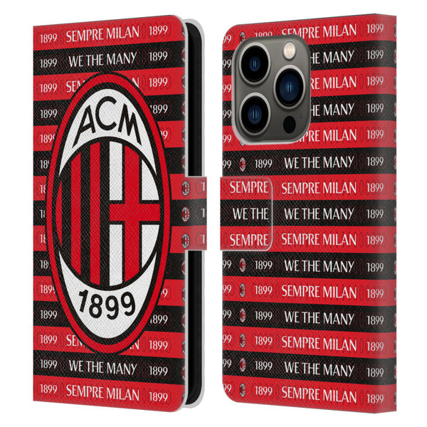 AC Milan Art Sempre Milan 1899 Leather Book Wallet Case Cover For Apple iPhone 14 Pro