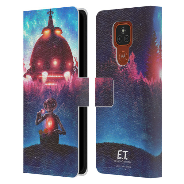 E.T. Graphics Spaceship Leather Book Wallet Case Cover For Motorola Moto E7 Plus