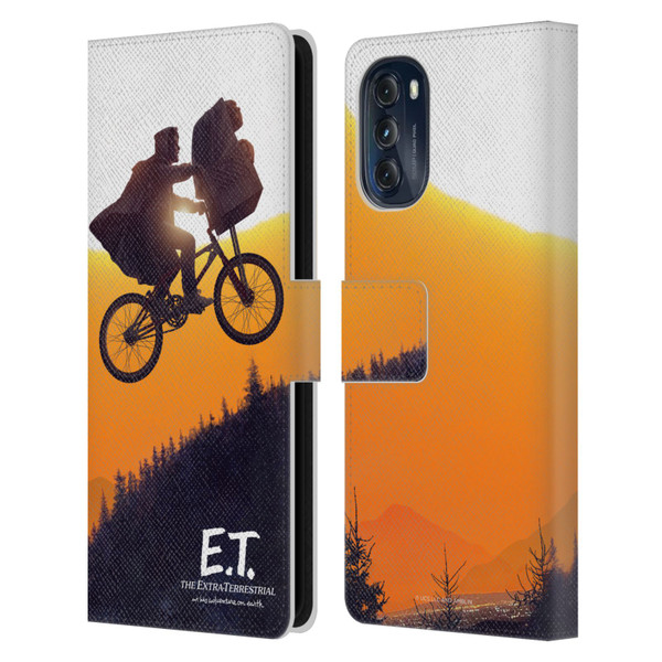 E.T. Graphics Riding Bike Sunset Leather Book Wallet Case Cover For Motorola Moto G (2022)