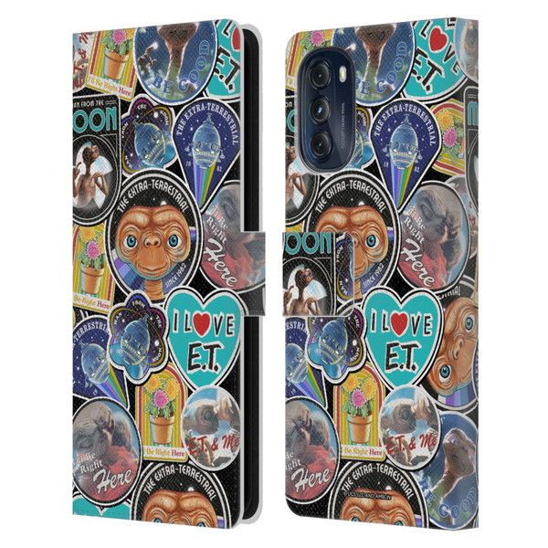 E.T. Graphics Sticker Prints Leather Book Wallet Case Cover For Motorola Moto G (2022)