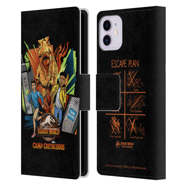 Jurassic World: Camp Cretaceous Character Art Signal Leather Book Wallet Case Cover For Apple iPhone 11