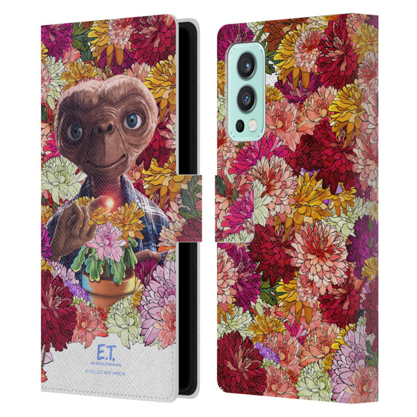 E.T. Graphics Floral Leather Book Wallet Case Cover For OnePlus Nord 2 5G