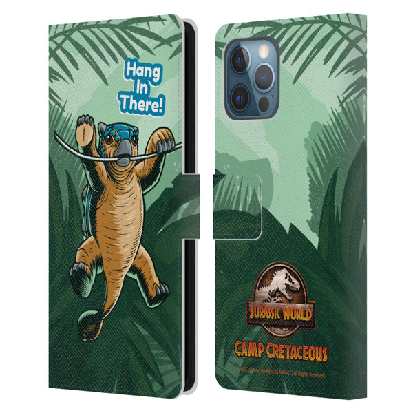 Jurassic World: Camp Cretaceous Character Art Hang In There Leather Book Wallet Case Cover For Apple iPhone 12 Pro Max