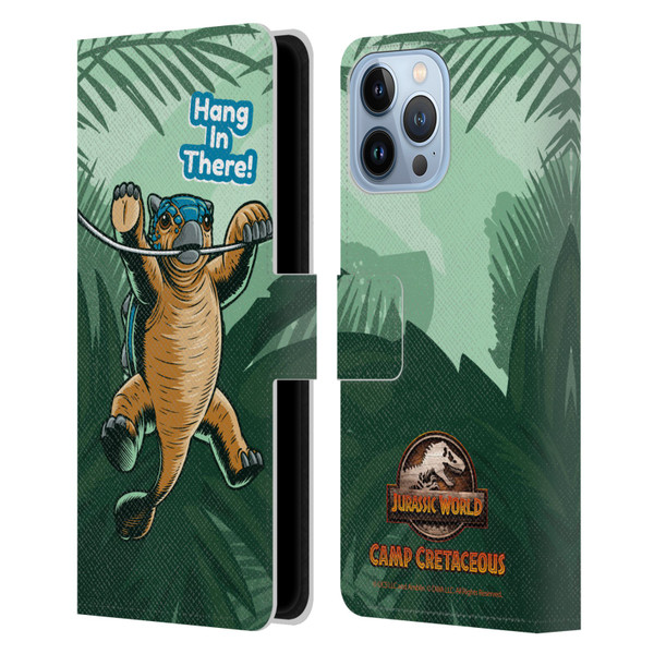 Jurassic World: Camp Cretaceous Character Art Hang In There Leather Book Wallet Case Cover For Apple iPhone 13 Pro Max