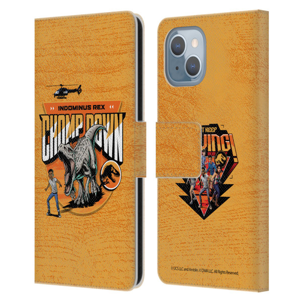 Jurassic World: Camp Cretaceous Character Art Champ Down Leather Book Wallet Case Cover For Apple iPhone 14