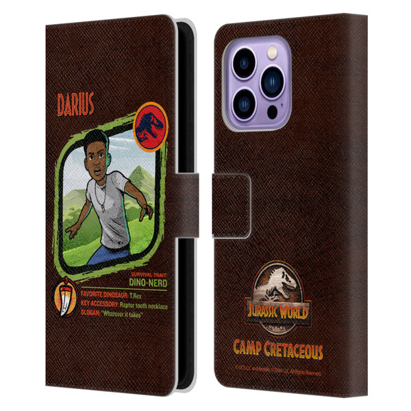 Jurassic World: Camp Cretaceous Character Art Darius Leather Book Wallet Case Cover For Apple iPhone 14 Pro Max