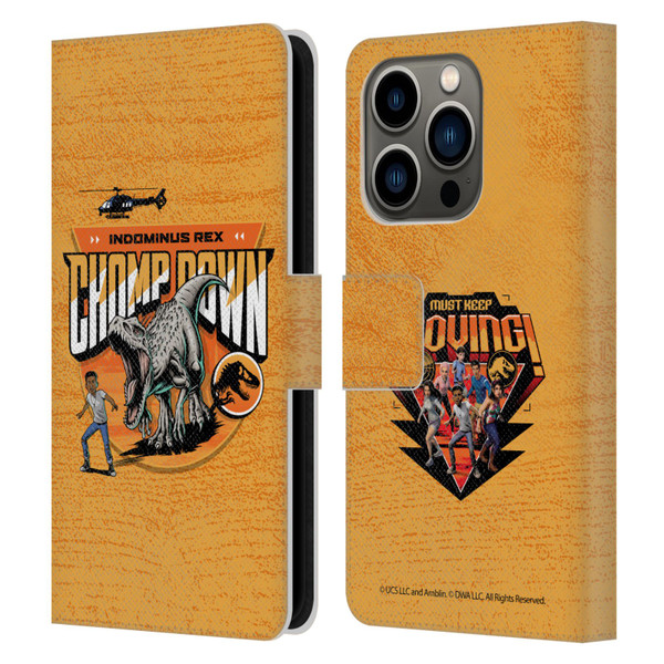 Jurassic World: Camp Cretaceous Character Art Champ Down Leather Book Wallet Case Cover For Apple iPhone 14 Pro