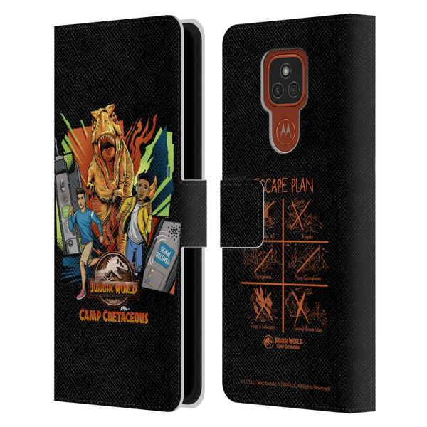 Jurassic World: Camp Cretaceous Character Art Signal Leather Book Wallet Case Cover For Motorola Moto E7 Plus