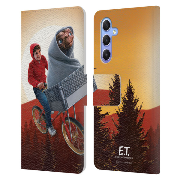 E.T. Graphics Elliot And E.T. Leather Book Wallet Case Cover For Samsung Galaxy A34 5G