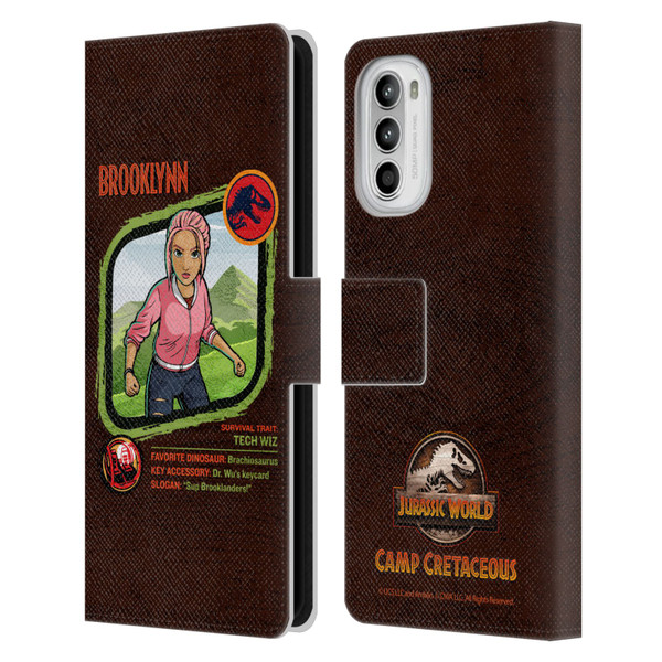 Jurassic World: Camp Cretaceous Character Art Brooklynn Leather Book Wallet Case Cover For Motorola Moto G52