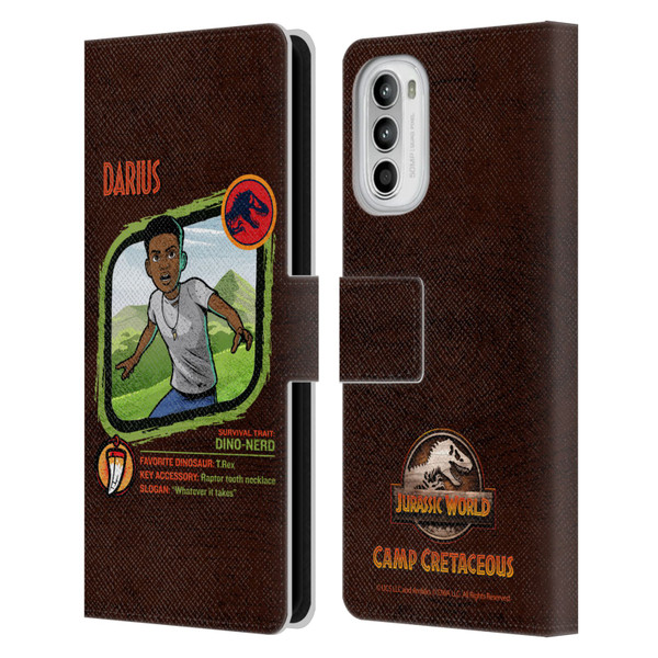 Jurassic World: Camp Cretaceous Character Art Darius Leather Book Wallet Case Cover For Motorola Moto G52