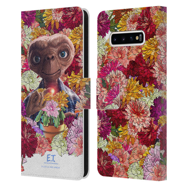 E.T. Graphics Floral Leather Book Wallet Case Cover For Samsung Galaxy S10+ / S10 Plus