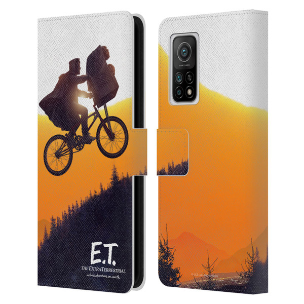 E.T. Graphics Riding Bike Sunset Leather Book Wallet Case Cover For Xiaomi Mi 10T 5G