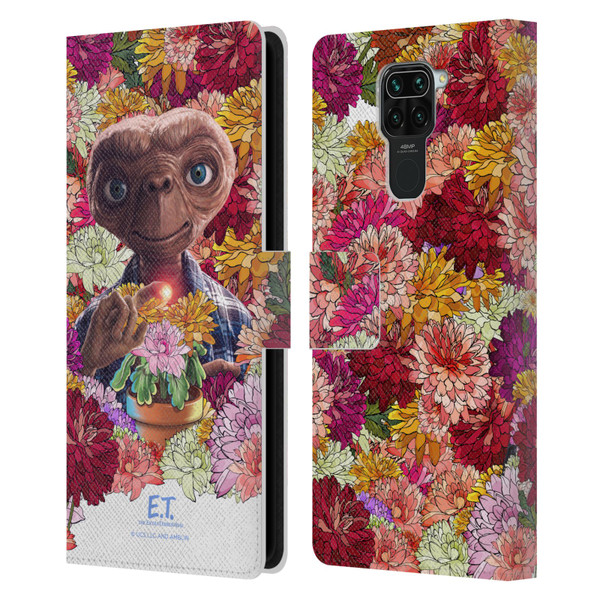 E.T. Graphics Floral Leather Book Wallet Case Cover For Xiaomi Redmi Note 9 / Redmi 10X 4G