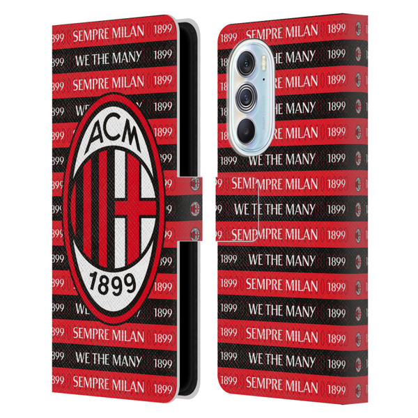 AC Milan Art Sempre Milan 1899 Leather Book Wallet Case Cover For Motorola Edge X30