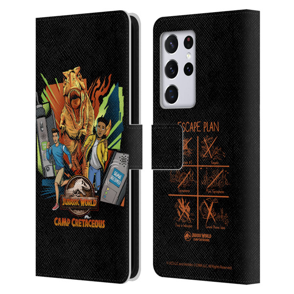Jurassic World: Camp Cretaceous Character Art Signal Leather Book Wallet Case Cover For Samsung Galaxy S21 Ultra 5G