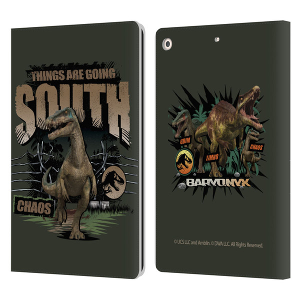 Jurassic World: Camp Cretaceous Dinosaur Graphics Things Are Going South Leather Book Wallet Case Cover For Apple iPad 10.2 2019/2020/2021
