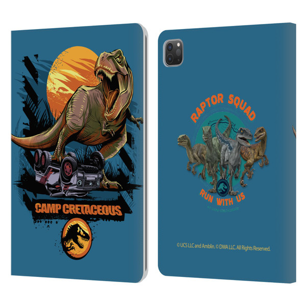 Jurassic World: Camp Cretaceous Dinosaur Graphics Blue Leather Book Wallet Case Cover For Apple iPad Pro 11 2020 / 2021 / 2022