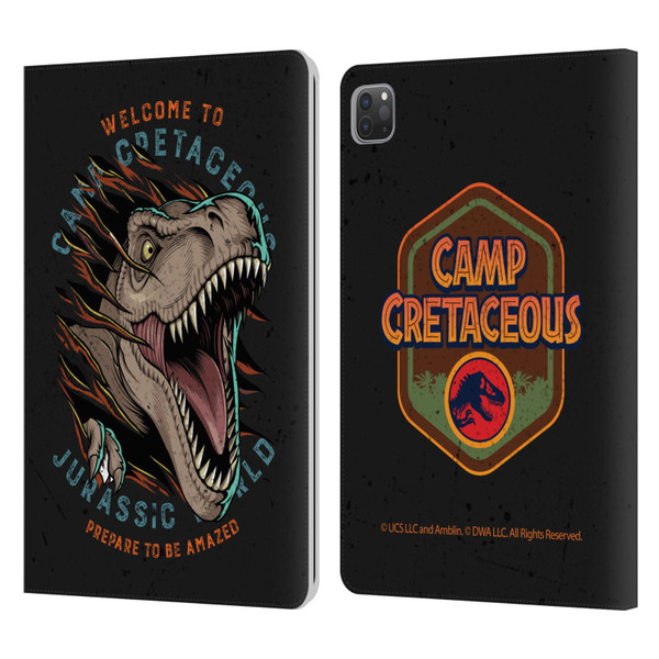 Jurassic World: Camp Cretaceous Dinosaur Graphics Welcome Leather Book Wallet Case Cover For Apple iPad Pro 11 2020 / 2021 / 2022