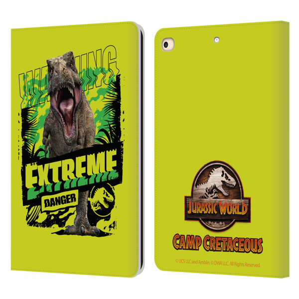 Jurassic World: Camp Cretaceous Dinosaur Graphics Extreme Danger Leather Book Wallet Case Cover For Apple iPad 9.7 2017 / iPad 9.7 2018