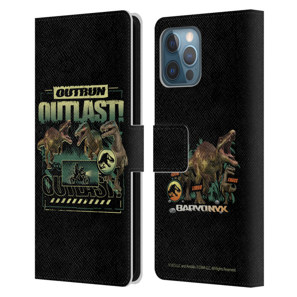 Jurassic World: Camp Cretaceous Dinosaur Graphics Outlast Leather Book Wallet Case Cover For Apple iPhone 12 Pro Max