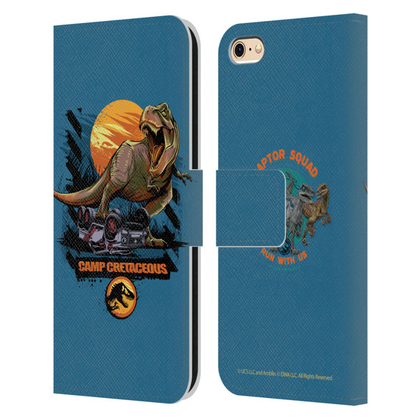 Jurassic World: Camp Cretaceous Dinosaur Graphics Blue Leather Book Wallet Case Cover For Apple iPhone 6 / iPhone 6s