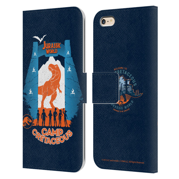 Jurassic World: Camp Cretaceous Dinosaur Graphics Silhouette Leather Book Wallet Case Cover For Apple iPhone 6 Plus / iPhone 6s Plus