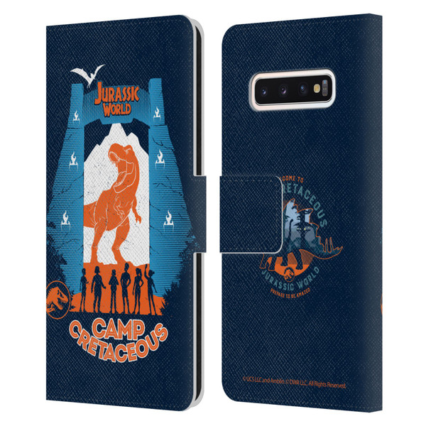 Jurassic World: Camp Cretaceous Dinosaur Graphics Silhouette Leather Book Wallet Case Cover For Samsung Galaxy S10