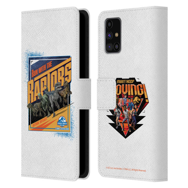 Jurassic World: Camp Cretaceous Dinosaur Graphics Run Leather Book Wallet Case Cover For Samsung Galaxy M31s (2020)