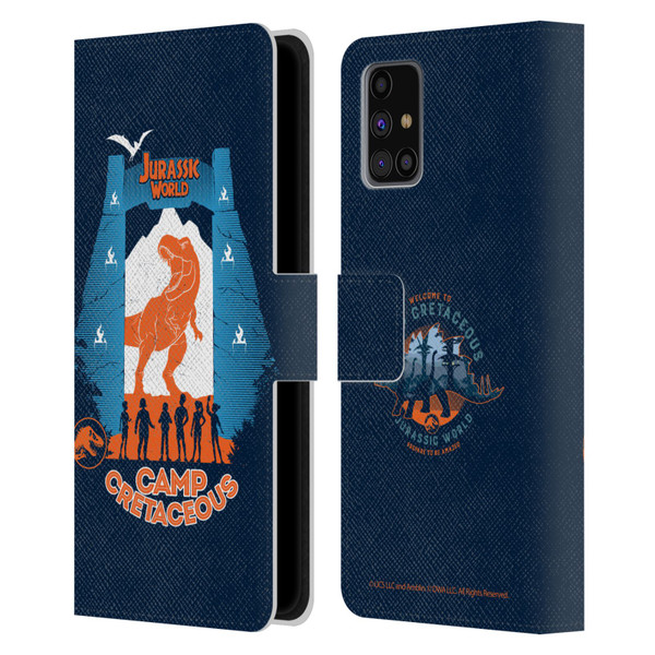 Jurassic World: Camp Cretaceous Dinosaur Graphics Silhouette Leather Book Wallet Case Cover For Samsung Galaxy M31s (2020)